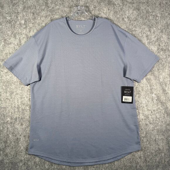 BYLT T Shirt Mens 2XL Blue Drop Cut Bylt Blend Short Sleeve Gym Crossfit Run NWT - Picture 2 of 7